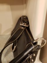 Sac à main genuine leather marron couture beige