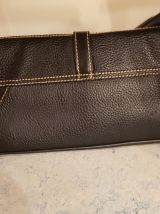 Sac à main genuine leather marron couture beige