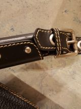 Sac à main genuine leather marron couture beige