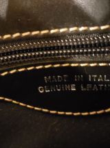 Sac à main genuine leather marron couture beige