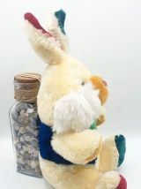 Peluche Doudou Lapin jaune blanc vert rouge bleu nœud pap
