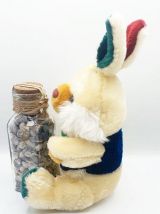 Peluche Doudou Lapin jaune blanc vert rouge bleu nœud pap