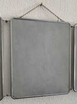 Miroir vintage 1960 triptyque barbier Arpin coiffeur - 34 x 