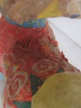 Jouet ancien papier mâché peint carton bouilli chien 