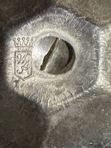 Paire de bougeoirs métal argenté vintage estampillé ajouré 