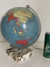 Globe vintage 1961 terrestre Taride verre marbre - 29 cm