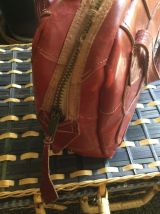Ancien sac en cuir rouge 1940
