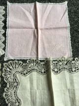 6 mouchoirs anciens en dentelles &amp; broderie 
