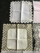 6 mouchoirs anciens en dentelles &amp; broderie 