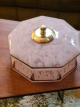 tres belle art deco fer forgé et son  abat jour  verre moulé