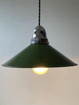 ANCIENNE SUSPENSION CONIQUE EMAILLEE INDUSTRIEL VINTAGE