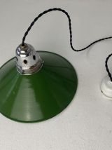 ANCIENNE SUSPENSION CONIQUE EMAILLEE INDUSTRIEL VINTAGE