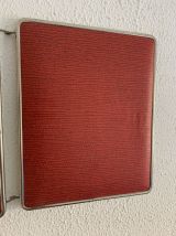 Miroir vintage 1960 triptyque barbier rouge brique  - 30 x 7