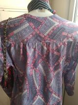 Robe chemise vintage lilas mauve et rose boutonnée