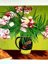 Huile sur toile nature morte aux fleurs 