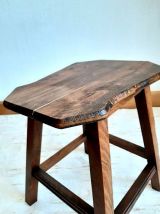 Tabouret de traite brutaliste en bois 1950