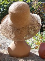 CAPELINE CHAPEAU VINTAGE RETRO PAILLE T 57 QUASI NEUF