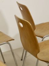 Lot de 10 chaises empilable en bois contreplaqué Plywood. Ré