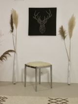 Tabouret aux pieds chromés tissu jacquard casamance