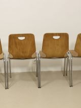 Lot de 4 chaises empilable en bois contreplaqué plywood