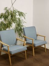 Paire de fauteuils vintage année 60 en hêtre