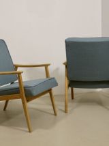 Paire de fauteuils vintage année 60 en hêtre