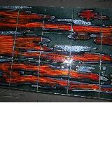 Table basse carreaux céramique années 70 - piètement inox 