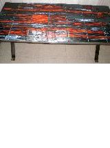 Table basse carreaux céramique années 70 - piètement inox 