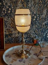 Lampe vintage en laiton et verre granité