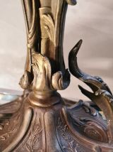 grande lampe 1900 art nouveau en regule patine bronze abat j