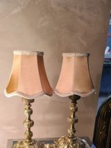 lot de 2 lampes bronze de chevets  avec abat jour neuf façon
