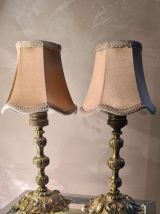 lot de 2 lampes bronze de chevets  avec abat jour neuf façon