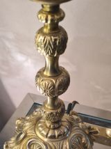 lot de 2 lampes bronze de chevets  avec abat jour neuf façon