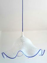 Suspension en verre bleu tacheté 1970