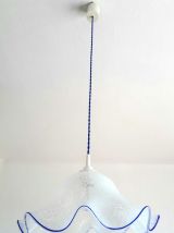 Suspension en verre bleu tacheté 1970