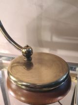 lampe  reglable laiton  avec  socle bois et opaline  avec ce