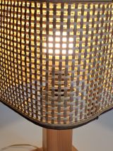 Lampe de chevet bois et cannage 