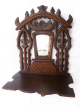 étagère  en bois  avec miroir , vintage