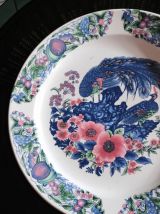 Ancien plat en céramique italienne - Motif paon - Sodicam