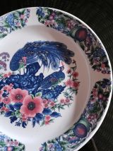Ancien plat en céramique italienne - Motif paon - Sodicam