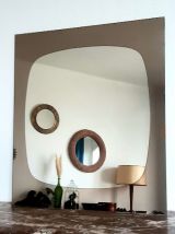 Miroir mural vintage verre fumé, Angleterre,  1970 