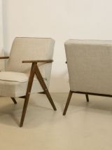 Paire de fauteuils vintage design année 60 en chêne. Réf / A