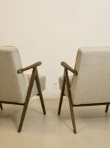 Paire de fauteuils vintage design année 60 en chêne. Réf / A