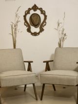 Paire de fauteuils vintage design année 60 en chêne. Réf / A