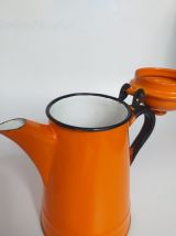 Cafetière émaillée oranges vintage 70" des années seventies