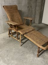 Chaise longue en rotin années 40