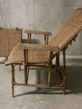 Chaise longue en rotin années 40