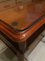 Table basse en bois d'aulne avec dessus verre 