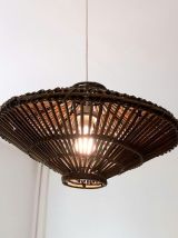 Suspension en rotin vintage , vers 1970 