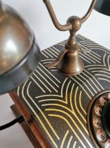 Lampe bois chevet salon bureau téléphone vintage "Art déco"
